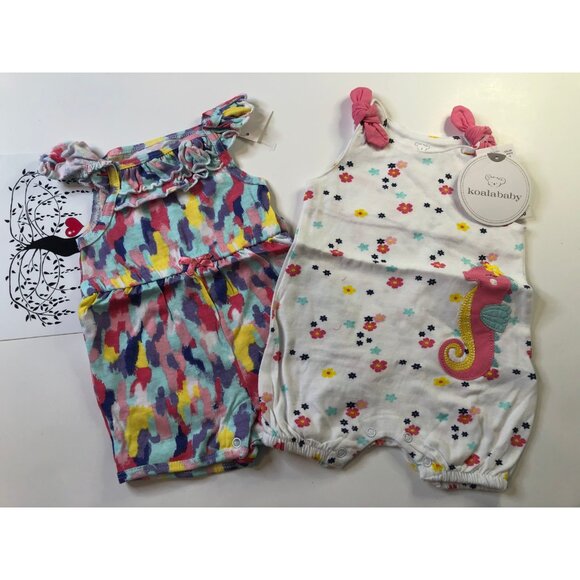 New Baby Girl Outfit Summer Rompers Size Newborn Koala Baby (Macy's) Lot 2pc - Picture 3 of 4